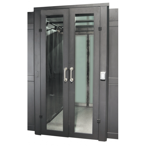 Распашные двери коридора 1200 мм для шкафов LANMASTER DCS 48U, стекло,  key-card замок