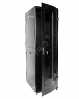 Шкаф телекоммуникационный напольный ПРОФ универсальный 42U (600 × 800) дверь стекло, черный, в сборе