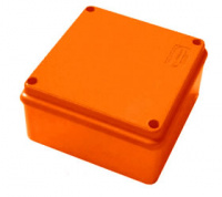 JBS100 Коробка огн. E-110, о/п 100х100х55мм, с гладкими стенками, без галогена, IP56, 6P, (1,5-4 мм2), цвет оранж Экопласт