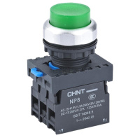 Кнопка управления NP8-11GND/3 1НО+1НЗ зеленая AC110В-220В(LED) IP65 (R)(CHINT)