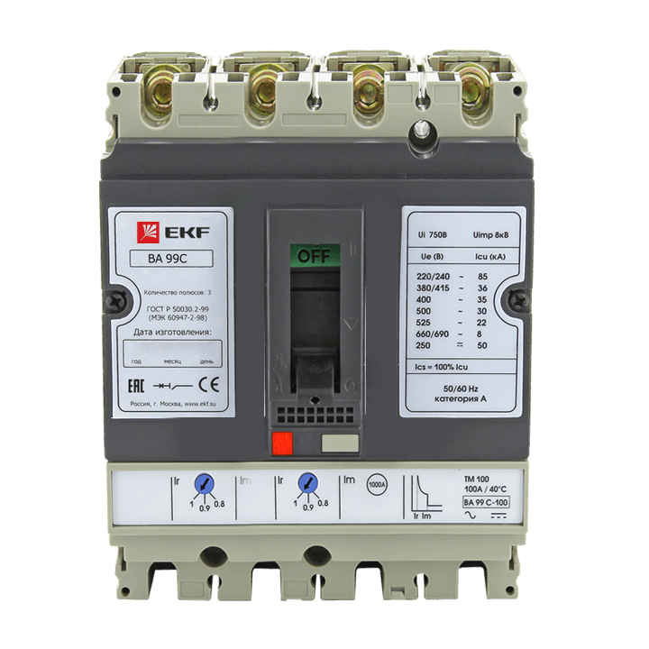 Автоматический выключатель ВА-99 250/100А 3P 35кА без коннекторов EKF PROxima mccb99-250-100-n mccb99-250-100-n