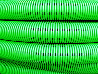 Труба гибкая двустенная дренажная д.200мм, класс SN8, перфорация 360град., цвет зеленый