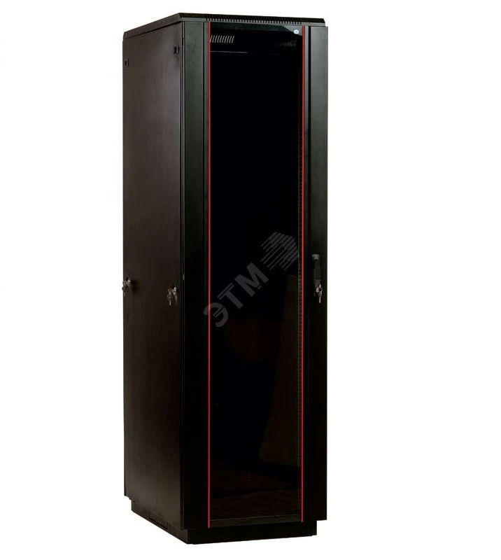 Шкаф телекоммуникационный напольный 42U (600 × 800) дверь стекло, цвет черный