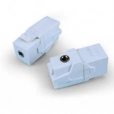 Вставка формата Keystone Jack с проходным адаптером TRS 42858 мм, gold plated, ROHS, белая Hyperline
