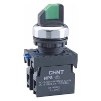 Переключатель с подсветкой NP8-11XD/315, 3 положения с фиксацией, 1НО+1НЗ желтая AC110В-230В(LED) IP