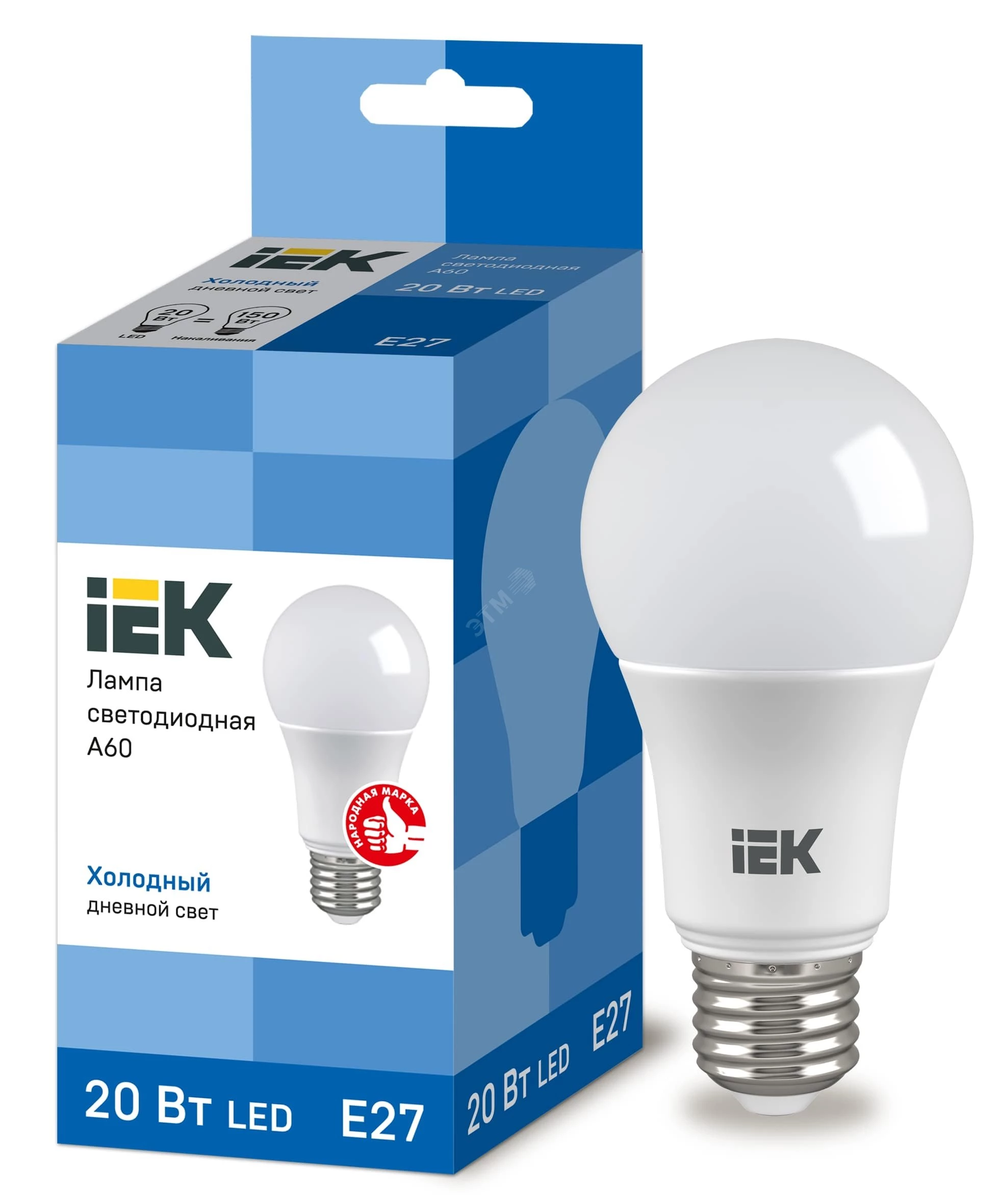 Лампа светодиодная ECO A60 шар 20Вт 230В 6500К E27 IEK