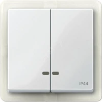 ДВЕ КЛАВИШИ С ОКОШ.Д/СВЕТ.ИНД.IP44 БЕЛ