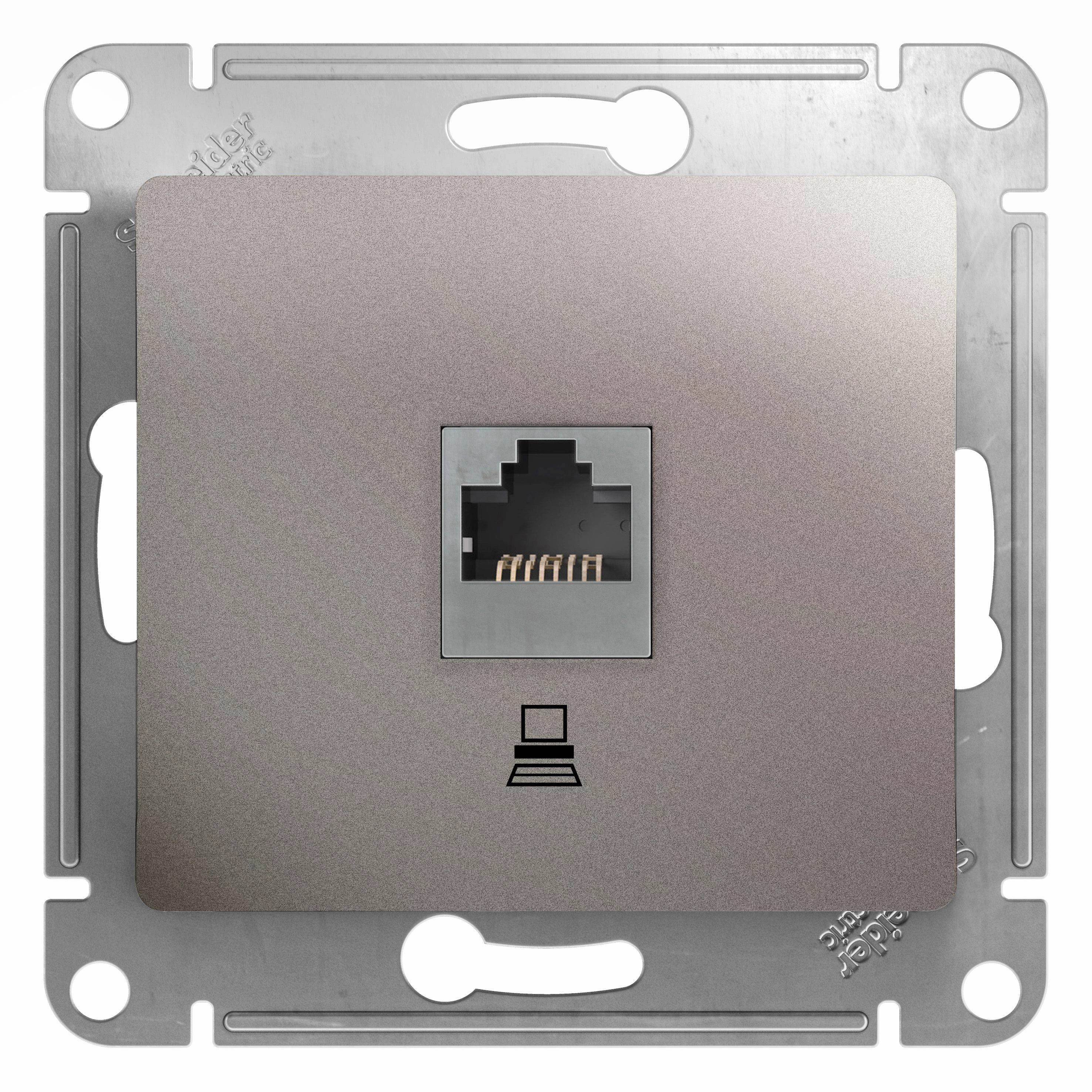 Компьютерная розетка GLOSSA RJ45 кат.5E, механизм, платина