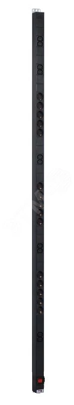 Вертикальный блок розеток Rem-16 с выкл., 15 Schuko, 10 C13, вход  IEC 60320 C20 16 A, алюм., 42...48U