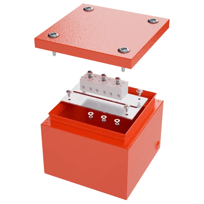 Коробка стальная FS с гладкими стенками и клеммниками  IP66,150х150х80мм,4р, 450V,20A,10мм.кв, нерж.контакт