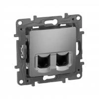 Компьютерная розетка ETIKA 2ХRJ45 5е UTP алюминий