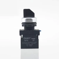 Переключатель без подсветки NP8-11X/21, 2 положения с фиксацией, чёрная 1НО+1НЗ IP65 (R) (CHINT)