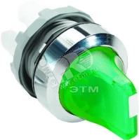 Переключатель M3SS1-21G (короткая ручка) зеленый 3-х позиционный с подсветкой (только корпус) с фиксацией
