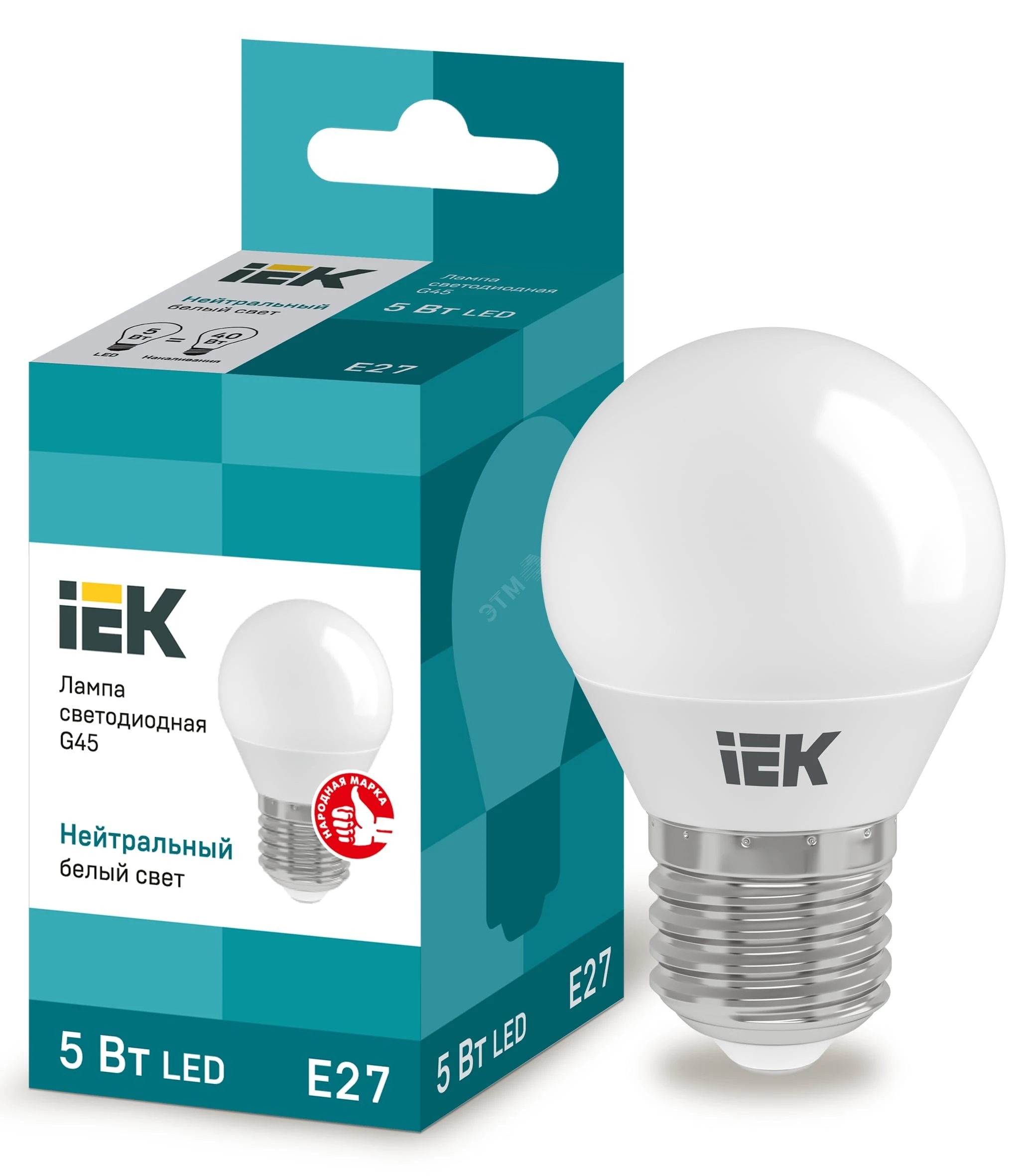 Лампа светодиодная ECO G45 шар 5Вт 230В 4000К E27 IEK