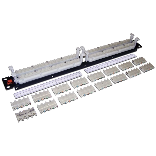 64-парный 110 19" кросс LANMASTER кат. 6, 1U, блоки в комплекте