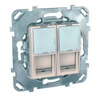 Двойная компьютерная розетка 2ХRJ45 КАТ. 6, с полем для надписи, бежевый
