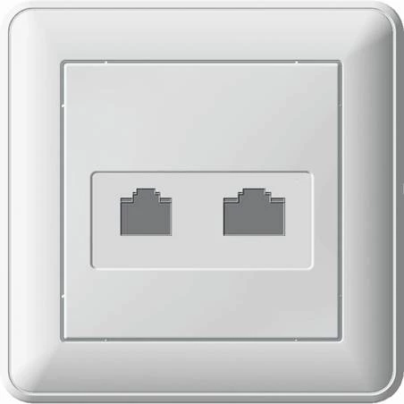 Двойная компьютерная розетка W59 RJ11+RJ45, 160В, 1А, кат.5E, в сборе, белый 