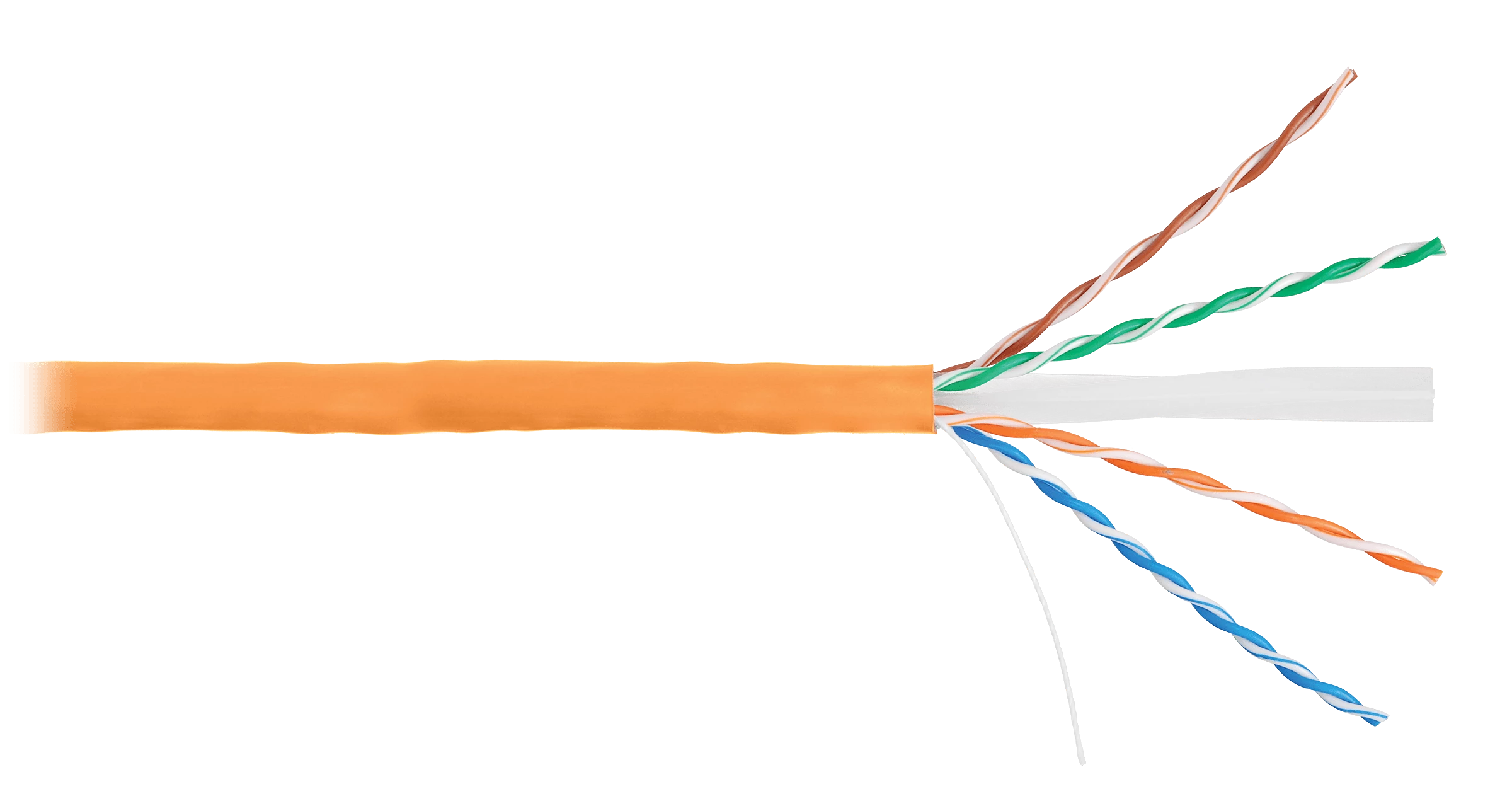 Кабель NIKOLAN U/UTP 4 пары, Кат.6 (Класс E), тест по ISO/IEC, 250МГц, одножильный, BC (чистая медь), 23AWG (0,57мм), внутренний, LSZH нг(А)-HFLTx, оранжевый, 305м - гарантия: 1 год / 10 лет системная