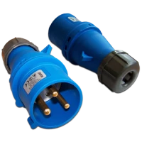 Вилка IEC 309 однофазная, папа, 32A, 250V, разборная, синяя