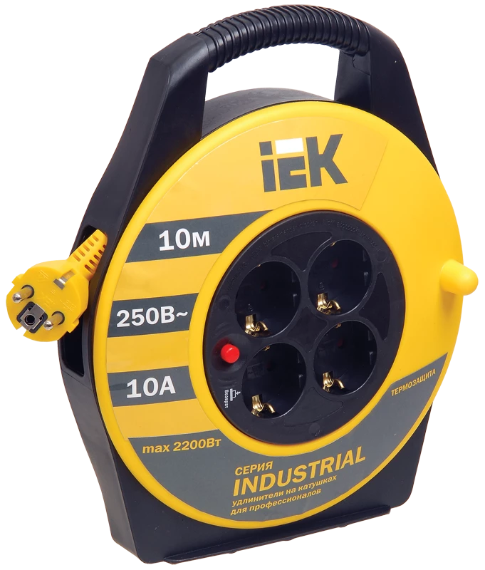 Катушка УК10 с т/з 4 места 2Р+PЕ/10м 3х1,0 мм2 "Industrial"