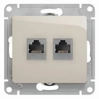 Двойная компьютерная розетка GLOSSA RJ11+RJ45, кат.5E,механизм, молочный 