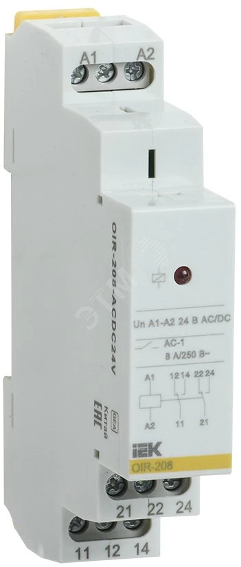 Промежуточное реле OIR 2 контакта (8А) 24 В AC/DC IEK