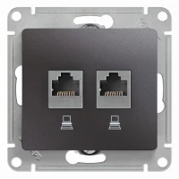 Двойная компьютерная розетка GLOSSA RJ45+RJ45, кат.5E, механизм, графит
