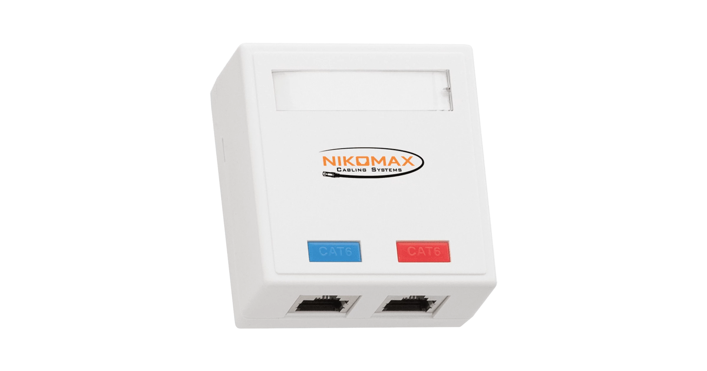 Настенная розетка NIKOMAX, 2 порта, Кат.6 (Класс E), 250МГц, RJ45/8P8C, 110/KRONE, T568A/B, на печатной плате, экранированная, белая - гарантия: 5 лет расширенная / 25 лет системная