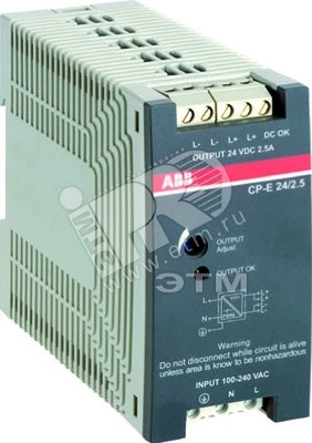 Блок питания CP-E 24/2,5 (регулир, вых, напряж) 90-265В AC / 120-370В DC, выход 24В DC /2,5A