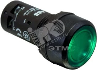 Кнопка с подсветкой CP1-12G-10 зеленая 110-130В AC/DC с плоской клавишей без фиксации 1НО