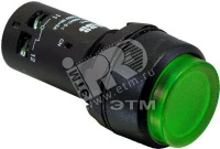 Кнопка с подсветкой CP3-12G-10 зеленая 110-130В AC/DC с выступающей клавишей без фиксации 1НО