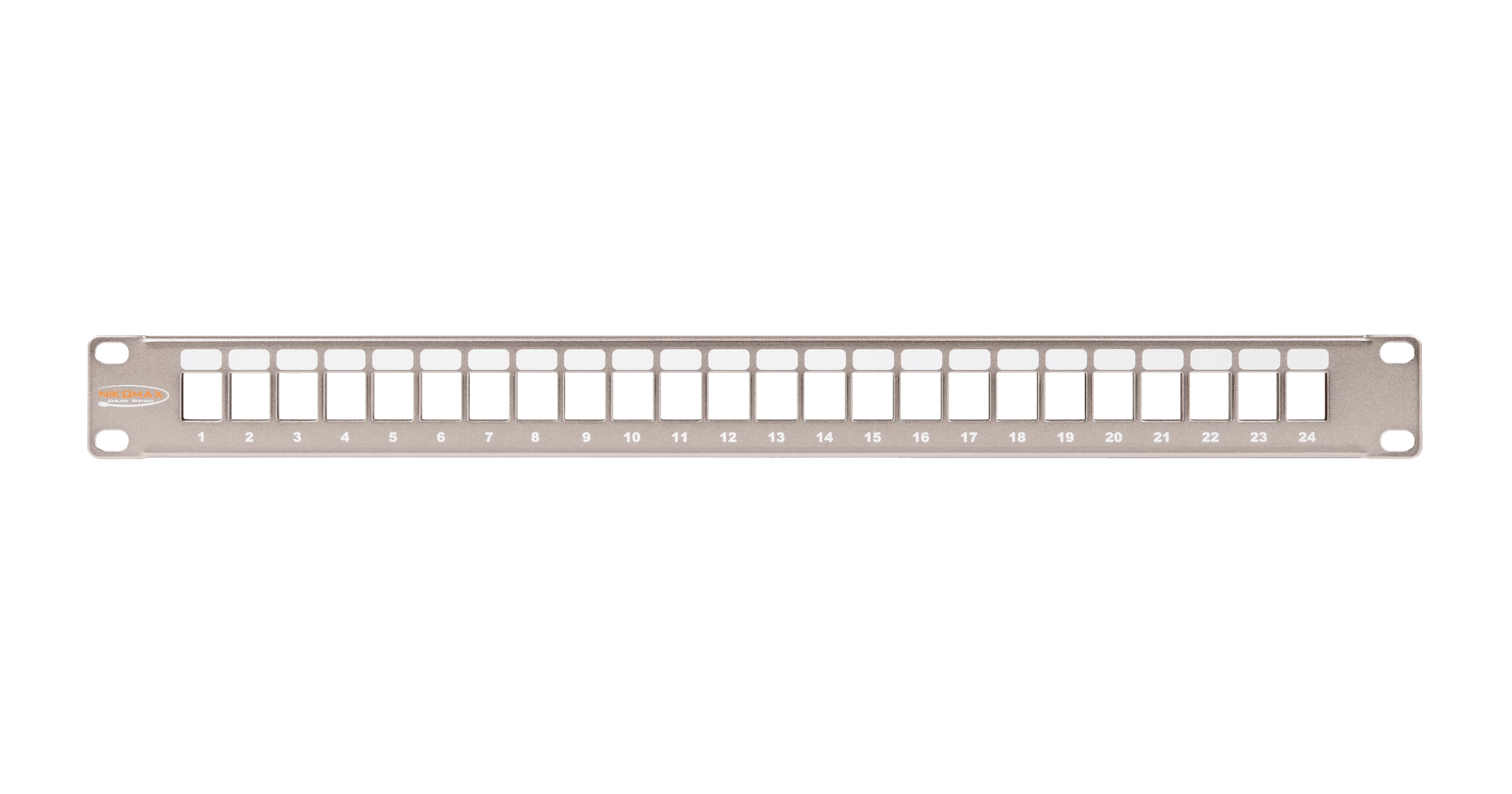 Коммутационная панель NIKOMAX 19", 1U, наборная, под 24 модуля Keystone, UTP/STP, с заземлением, с органайзером, металлик
