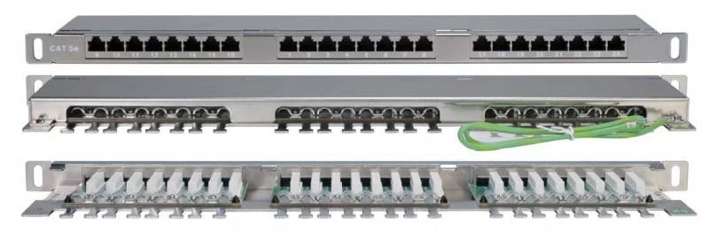 Патч-панель высокой плотности 19&quot;, 0.5U, 24 порта RJ-45, категория 5E, Dual IDC, экранированная Hyperline