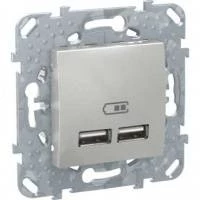 2 USB зарядное устройство, 2.1А, алюм