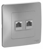 Двойная компьютерная розетка BLANCA RJ45, кат.5E, алюминий BLNIS045453
