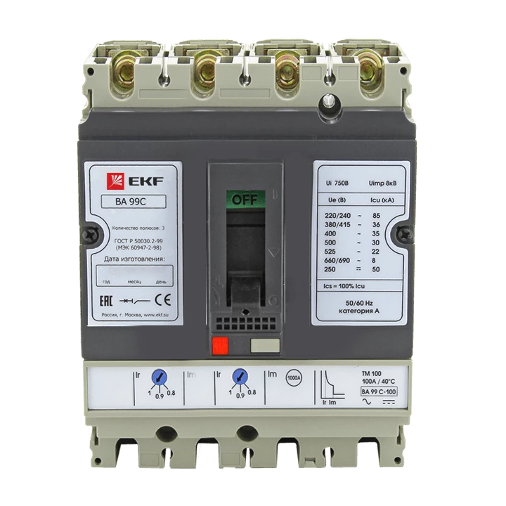 Выключатель автоматический ВА-99C (Compact NS) 100/80А 3P+N 36кА EKF PROxima