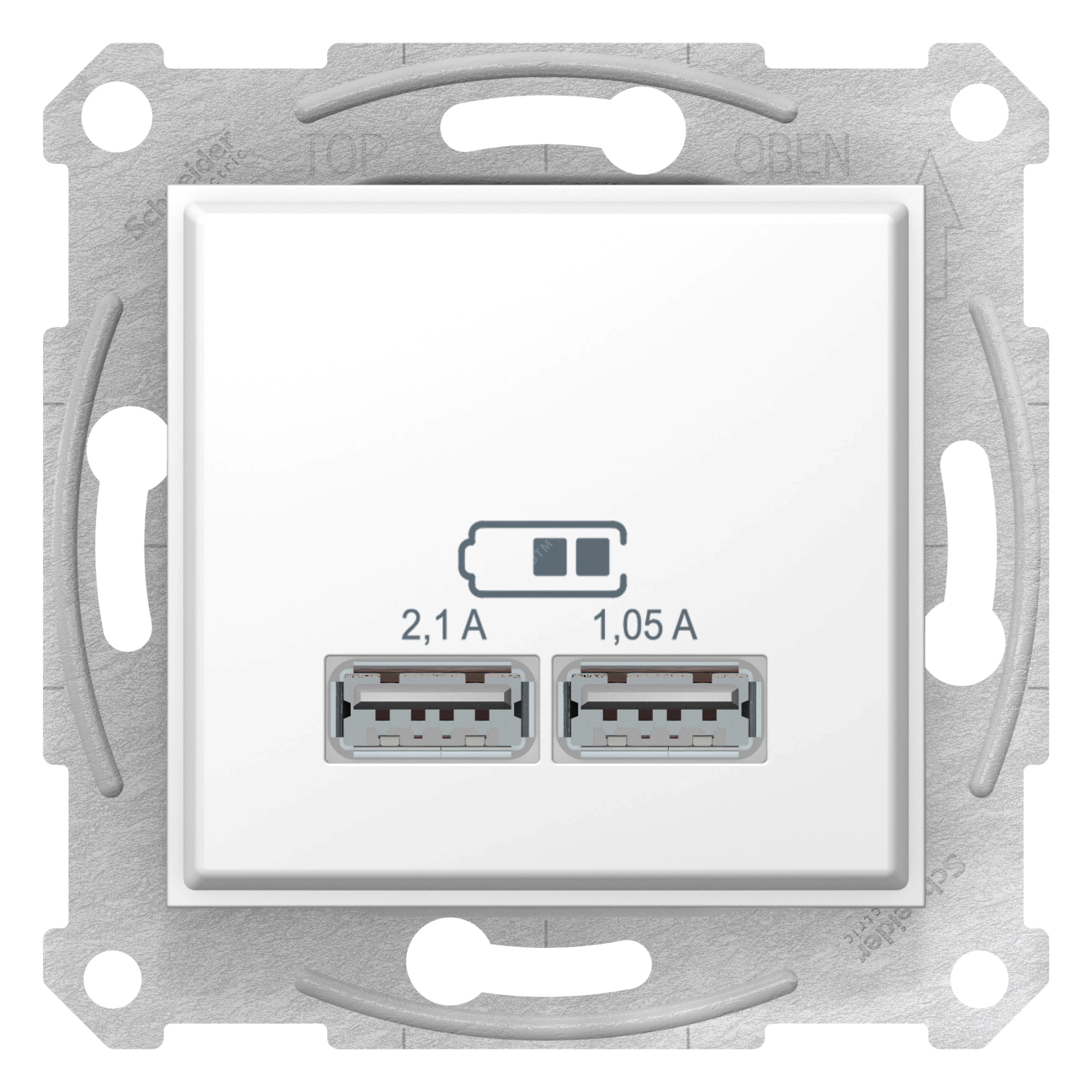 SEDNA, USB МЕХАНИЗМ зарядного устройства 2,1А (2x1,05А), БЕЛЫЙ