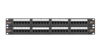 Коммутационная панель NIKOMAX 19", 2U, 48 портов, Кат.6 (Класс E), 250МГц, RJ45/8P8C, 110/KRONE, T568A/B, неэкранированная, с органайзерами, черная - гарантия: 5 лет расширенная / 25 лет системная