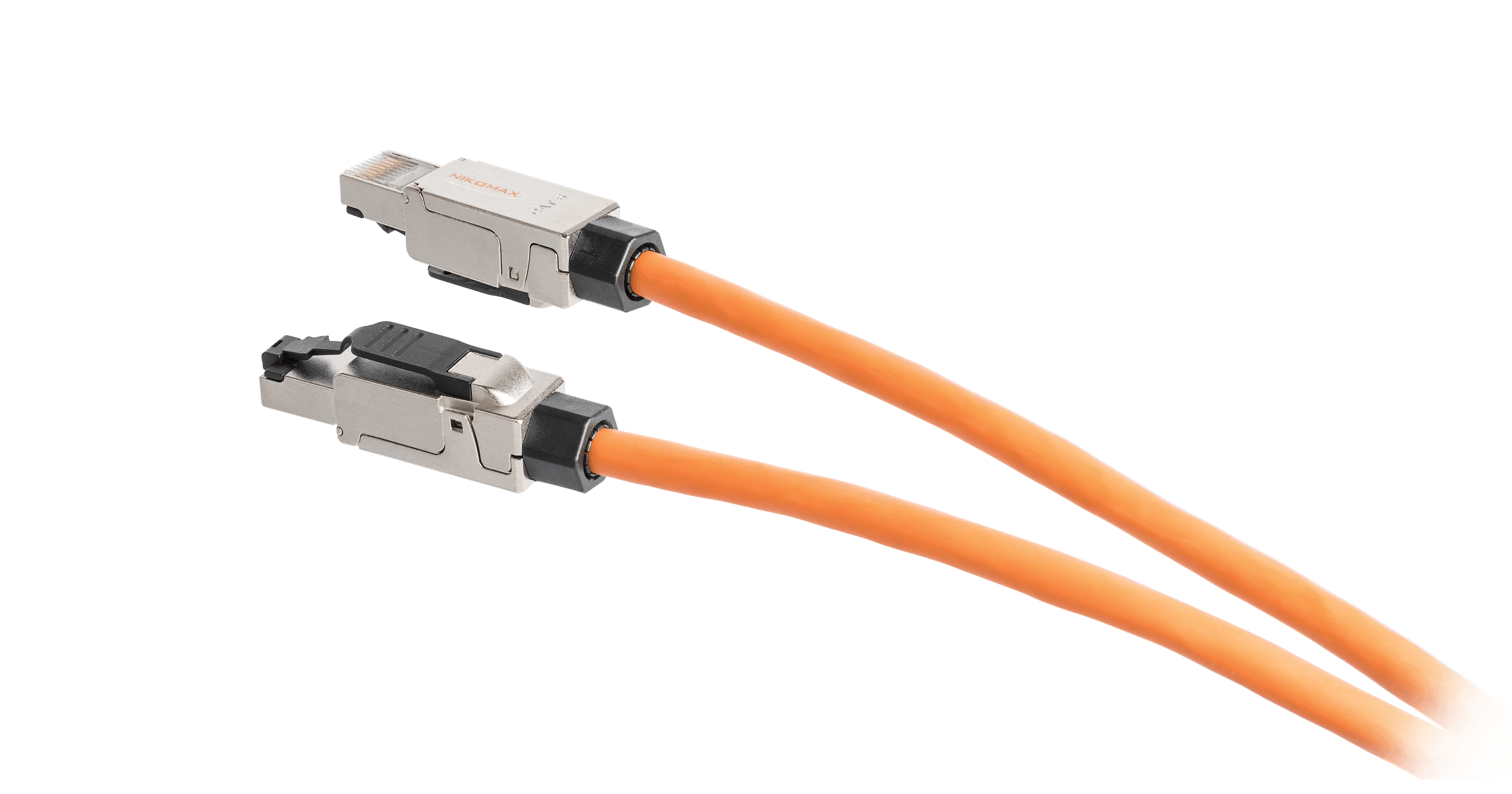 Коннектор NIKOMAX RJ45/8P8C под витую пару, Кат.6a (Класс Ea), 500МГц, покрытие 50мкд, универсальные ножи, T568B, самозажимной, полный экран, металлик