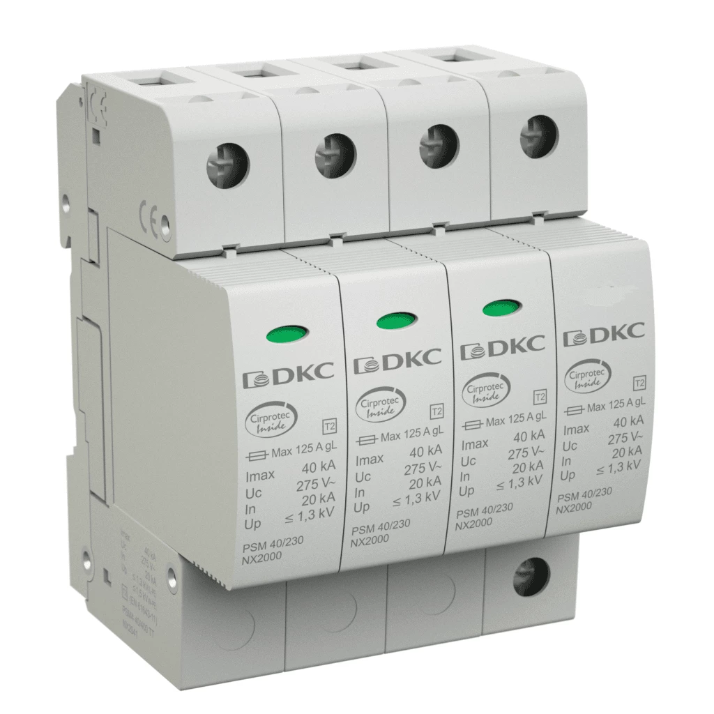 Ограничитель перенапряжения УЗИП класс II 4-полюсный L1-L2-L3-N-P DKC NX2042