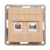 Двойная компьютерная розетка W59 RJ11+RJ45, 160В, 1А, кат.5E, механизм, сосна