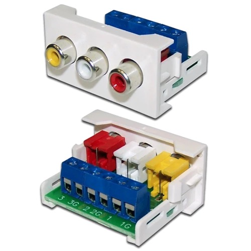 Вставка Mosaic 22.5x45 3xRCA Composite Video & Stereo Audio, белая