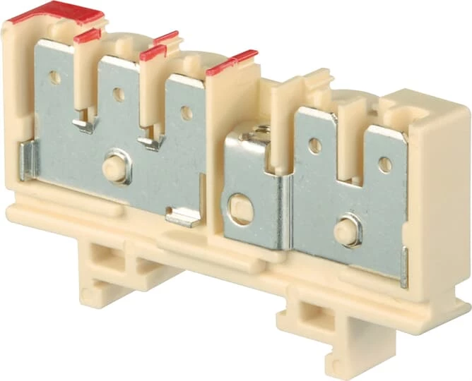 Клемма HD6/9,2G,3G quick-connect (fast on) 6,3x0,8мм, 6 мм, кв,, 2 цепи (3 вертикальные + 2 вертикальные с тестовым гнездом)