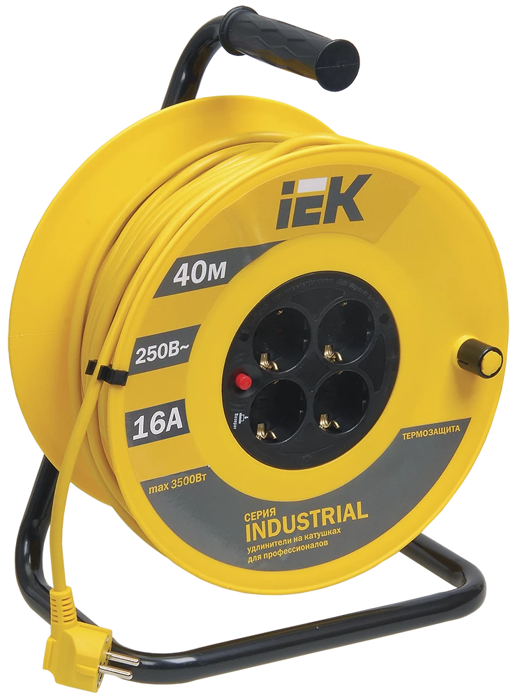 Катушка УК40 с т/з 4 места 2Р+PЕ/40м 3х1,5 мм2 "Industrial"