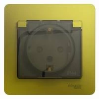 GLOSSA РОЗЕТКА с зазем. со шторками с крышкой,IP44,16А, 250В,в сборе,ФИСТАШКОВЫЙ