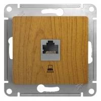 Двойная компьютерная розетка GLOSSA RJ45 кат.5E, механизм, дерево дуб