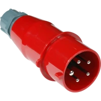 Вилка IEC 309 трехфазная, папа, 32A, 380V, разборная, красная
