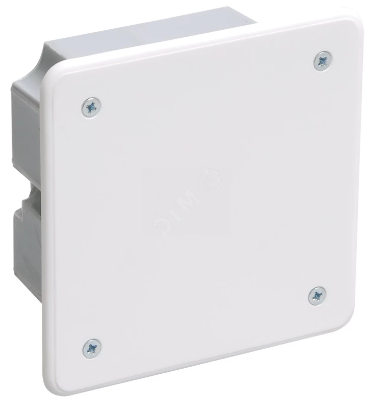 Коробка КМ41001 распаячная для твердых стен 92x92x45 (с саморезами, с крышкой)