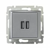 Двойная pозетка USB АЛМ VLN скрытого монтажа 50 Гц