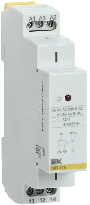 Промежуточное реле OIR 1 контакт (16А) 230 В AC IEK